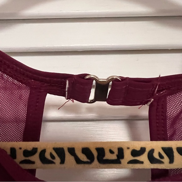 Tempt Me One Piece Swimsuit High Neck Plunge Mesh Ruched Monokini Large NWT - Picture 8 of 16